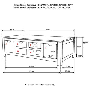 Esther 6-drawer Solid Wood Coffee Table - Natural Sheesham