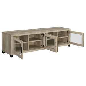 Sachin 4-door Engineered Wood 79" TV Stand - Distressed Pine