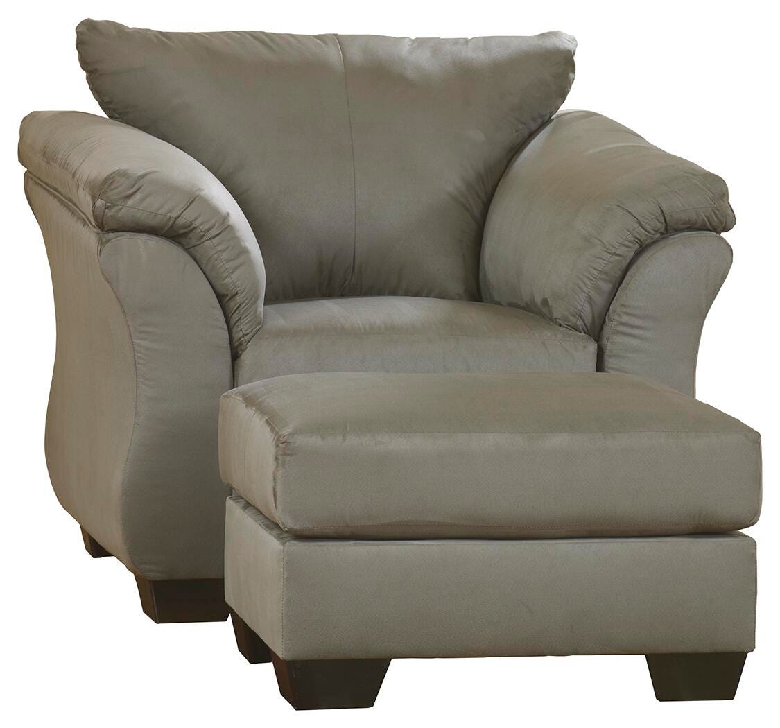 Darcy Chair and Ottoman Set - Cobblestone