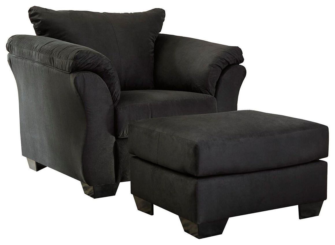 Darcy Chair and Ottoman Set - Black