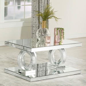 Breena Rectangular Mirrored Acrylic Coffee Table - Silver