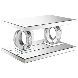 Breena Rectangular Mirrored Acrylic Coffee Table - Silver