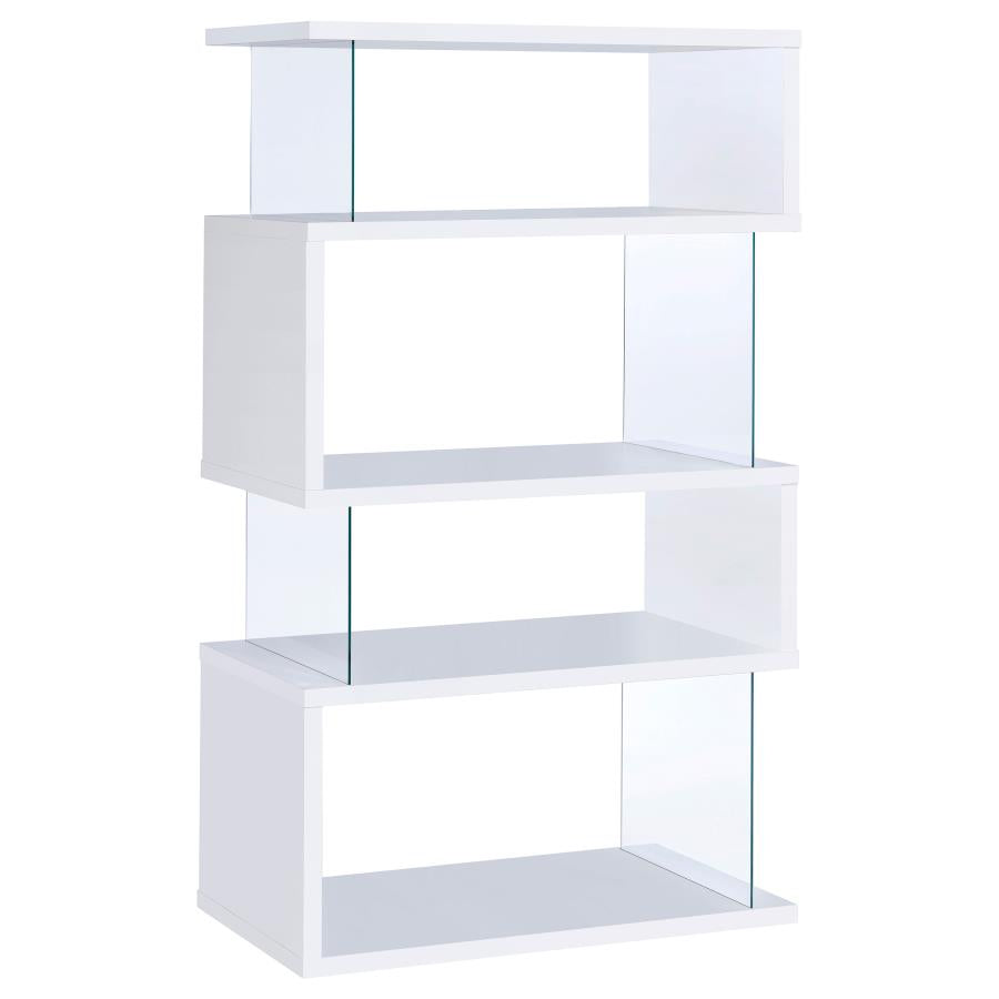 Emelle 63-inch 4-shelf Glass Panel Bookshelf - White
