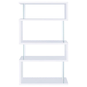 Emelle 63-inch 4-shelf Glass Panel Bookshelf - White