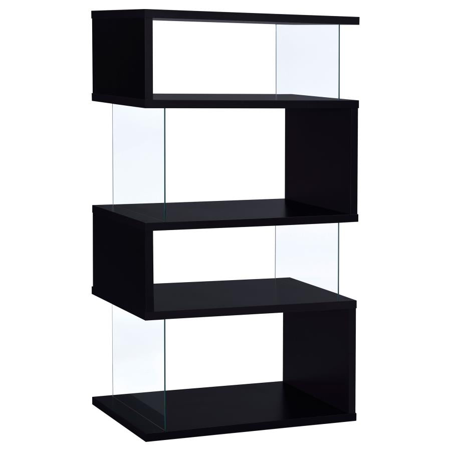 Emelle 63-inch 4-shelf Glass Panel Bookshelf - Black