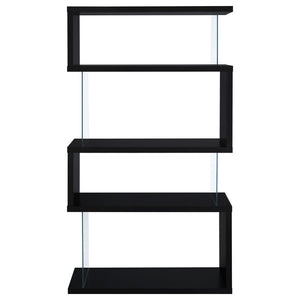 Emelle 63-inch 4-shelf Glass Panel Bookshelf - Black