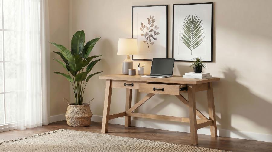 Fabian 54-inch 2-drawer Computer Writing Desk - Distressed Light Brown