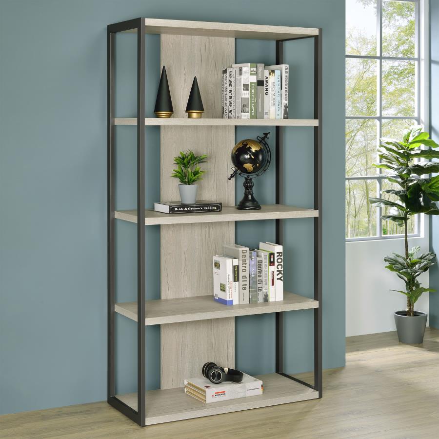 Loomis 72-inch 4-shelf Bookshelf - Whitewashed Grey