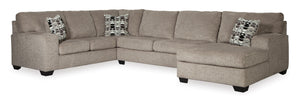 Ballinasloe 3-Piece Sectional with Right Facing Chaise - Platinum