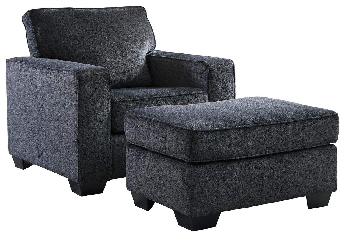 Altari Chair and Ottoman Set - Slate