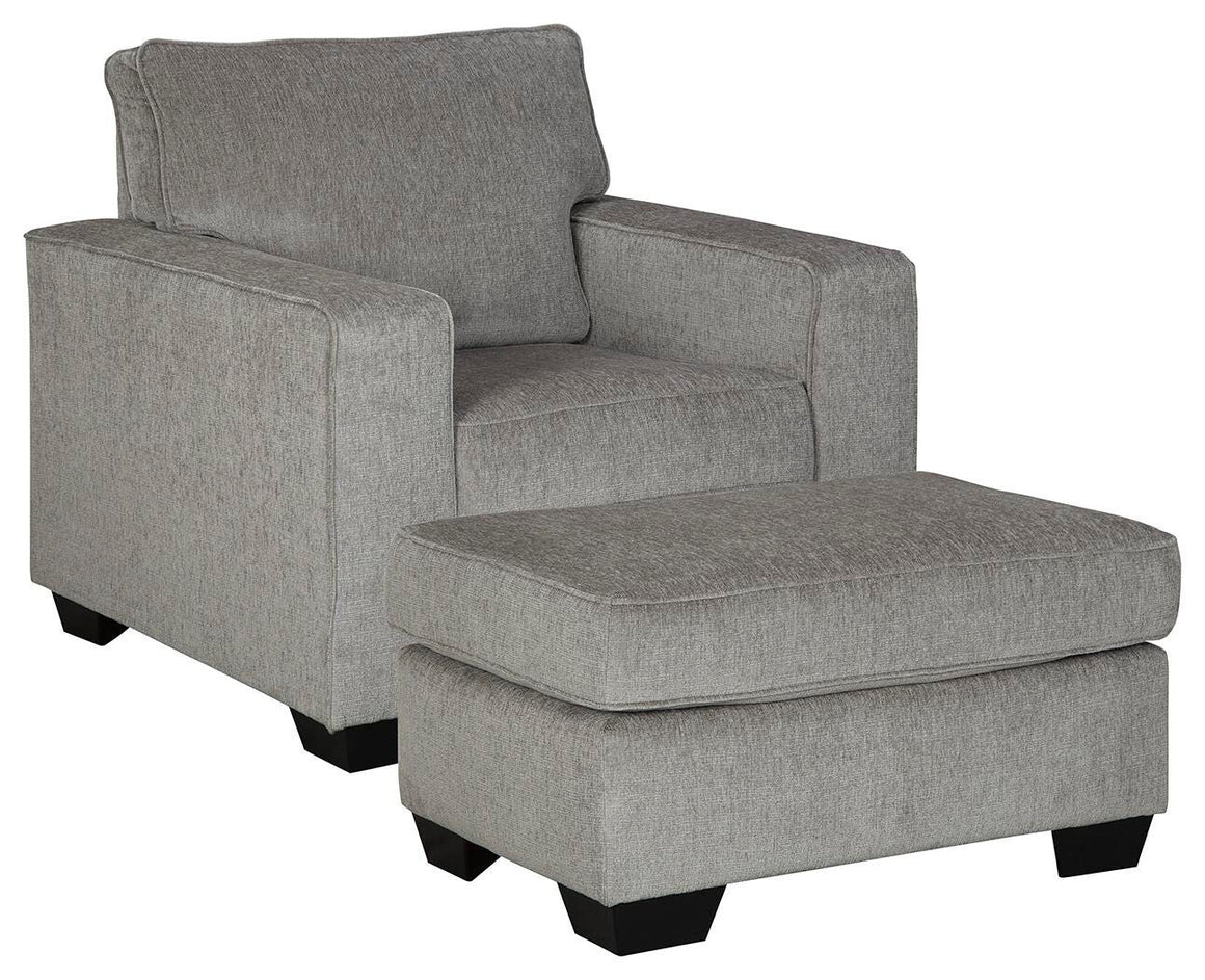 Altari Chair and Ottoman Set - Alloy