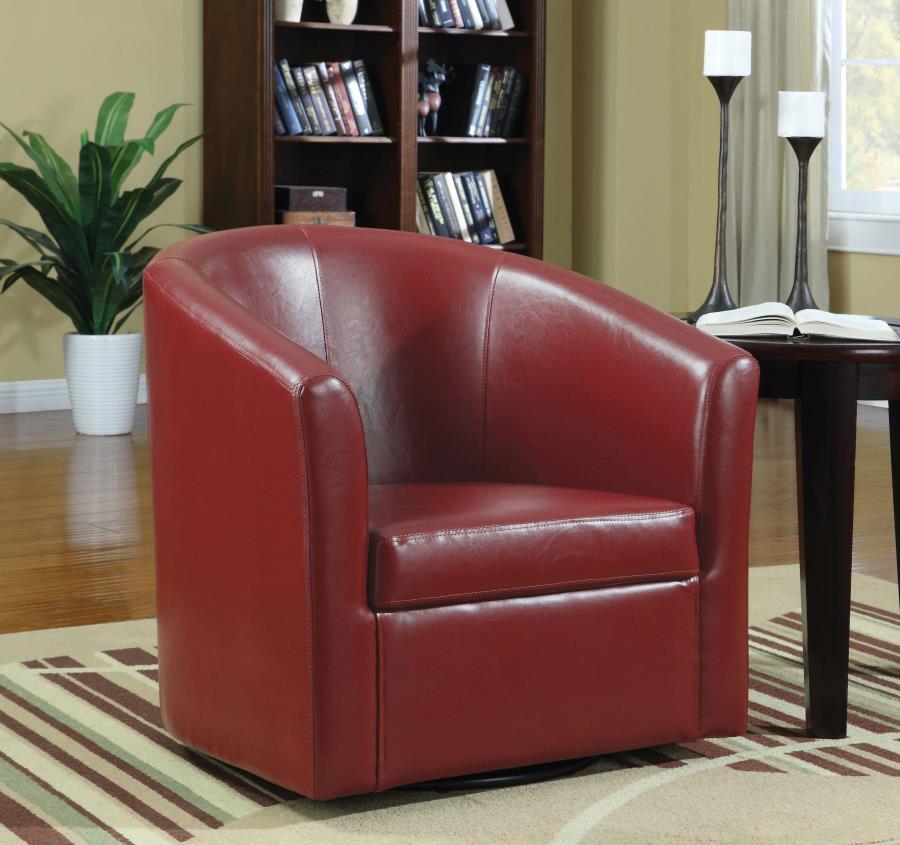Turner Upholstered Barrel Back Swivel Chair - Red