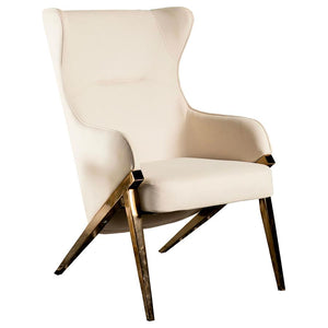Walker Upholstered high Wingback Accent Chair - Cream