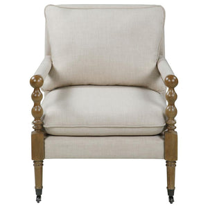 Dempsy Upholstered Accent Chair with Casters - Beige