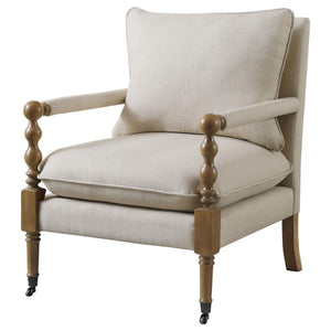 Dempsy Upholstered Accent Chair with Casters - Beige
