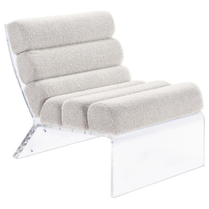 Serreta Boucle Upholstered Armless Acrylic Chair - Ivory