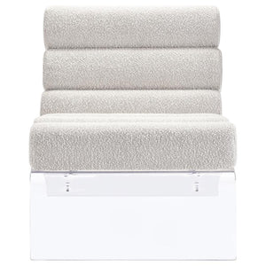 Serreta Boucle Upholstered Armless Acrylic Chair - Ivory