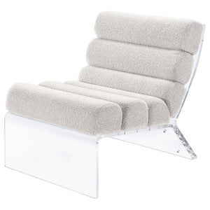 Serreta Boucle Upholstered Armless Acrylic Chair - Ivory