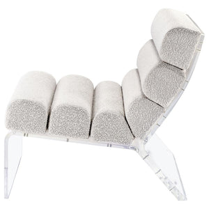 Serreta Boucle Upholstered Armless Acrylic Chair - Ivory