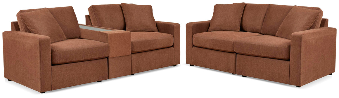 Modmax Modular Sectional and Loveseat Set with Storage Console - Spice