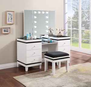 Talei 6-drawer Vanity Set with Lighting - Black and White
