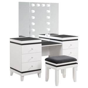 Talei 6-drawer Vanity Set with Lighting - Black and White