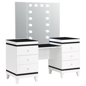 Talei 6-drawer Vanity Set with Lighting - Black and White