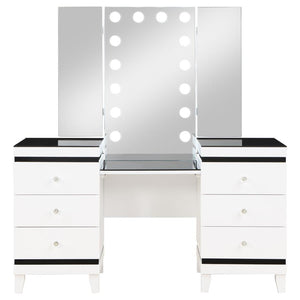 Talei 6-drawer Vanity Set with Lighting - Black and White