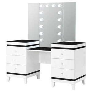 Talei 6-drawer Vanity Set with Lighting - Black and White