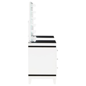 Talei 6-drawer Vanity Set with Lighting - Black and White