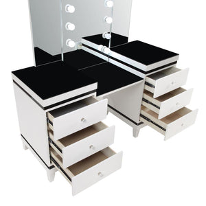 Talei 6-drawer Vanity Set with Lighting - Black and White