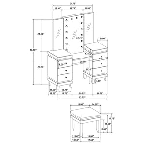 Talei 6-drawer Vanity Set with Lighting - Black and White