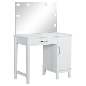 Elijah Vanity Set with Lighting & Stool - White and Dark Grey