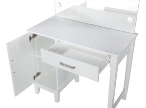 Elijah Vanity Set with Lighting & Stool - White and Dark Grey