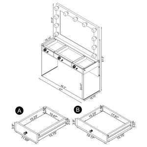 Umbridge 3-drawer Vanity Set with Lighting - Chrome and White