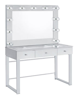 Umbridge 3-drawer Vanity Set with Lighting - Chrome and White