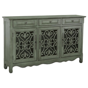 Madeline 3-drawer Scrollwork Accent Cabinet - Antique Green