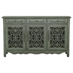 Madeline 3-drawer Scrollwork Accent Cabinet - Antique Green