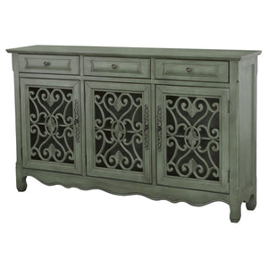 Madeline 3-drawer Scrollwork Accent Cabinet - Antique Green