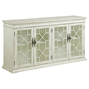 Kiara 4-door Wood Lattice Storage Accent Cabinet - White