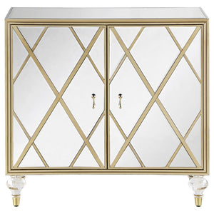 Astilbe 2-door Mirrored Accent Cabinet - Silver and Champagne