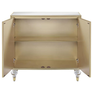 Astilbe 2-door Mirrored Accent Cabinet - Silver and Champagne