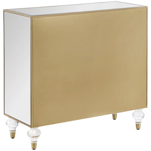 Astilbe 2-door Mirrored Accent Cabinet - Silver and Champagne