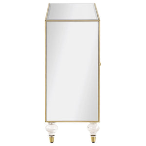 Astilbe 2-door Mirrored Accent Cabinet - Silver and Champagne
