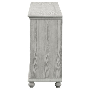 Melanie 4-door Wood Trellis Accent Cabinet - Distressed White