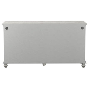 Melanie 4-door Wood Trellis Accent Cabinet - Distressed White