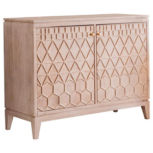Eberto 2-door Geometric Accent Cabinet - White Distressed