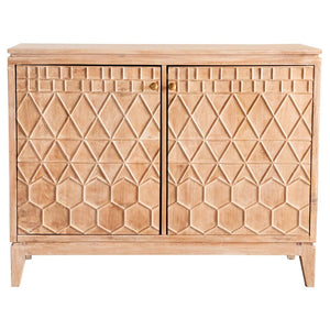 Eberto 2-door Geometric Accent Cabinet - White Distressed