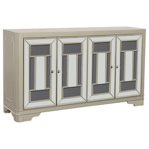 Toula 4-door Accent Cabinet - Smoke and Champagne