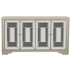 Toula 4-door Accent Cabinet - Smoke and Champagne